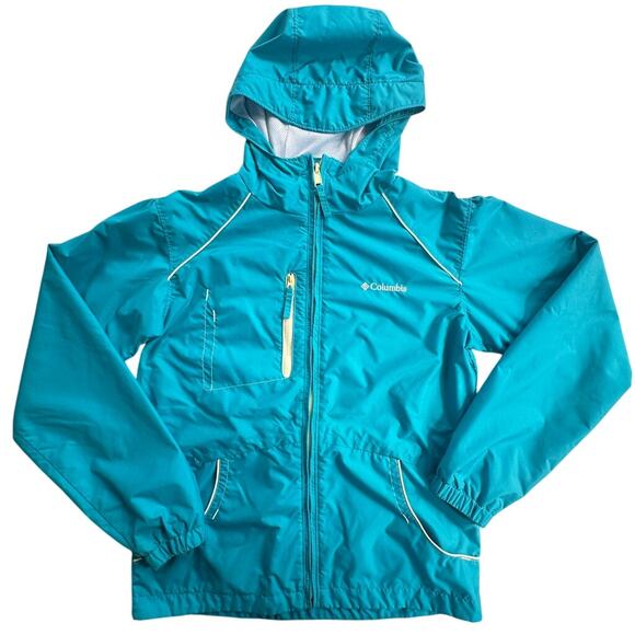 Columbia Girl's Teal Rain Windbreaker Jacket GUC 14/16 - Picture 1 of 9